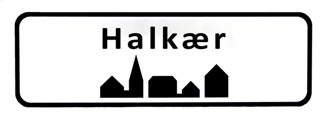 City sign of Halkær - Halkær Byskilt