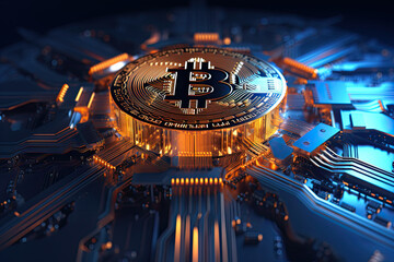 Bitcoin Circuit with Futuristic Design - obrazy, fototapety, plakaty
