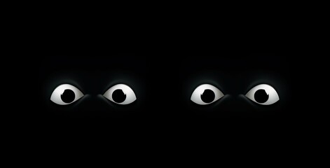 Halloween minimalist background, pair of cartoonish, glowing eyes, AI Generation