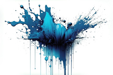 Blue Acrylic ink abstract painting. Dynamic paint splash. Generative Ai