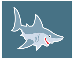 Obraz premium Underwater life. A blue smiling shark.