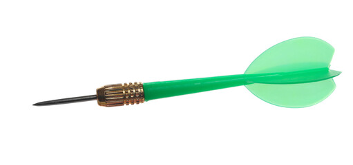 Green throwing dart isolated on white, clipping path 