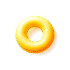 a yellow pool float, photography, top angle, 3D, white background