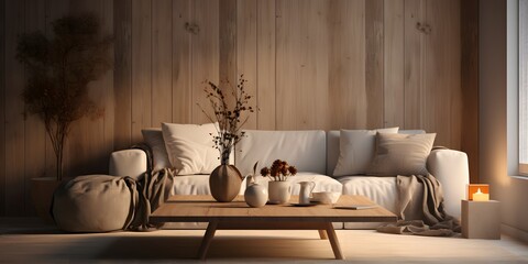 Home mock up, cozy modern interior background, 3d render