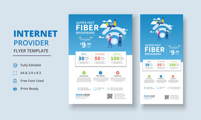 Super Fast Fiber Broadband Flyer, Internet Service Provider Flyer Template, Internet Service Provider Dl Flyer, Internet Service Provider Roll Up Banner