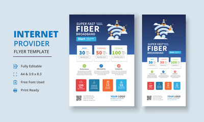 Super Fast Fiber Broadband Flyer, Internet Service Provider Flyer Template, Internet Service Provider Dl Flyer, Internet Service Provider Roll Up Banner