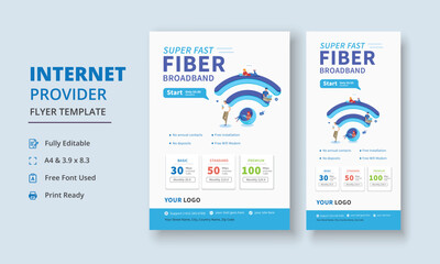 Super Fast Fiber Broadband Flyer, Internet Service Provider Flyer Template, Internet Service Provider Dl Flyer, Internet Service Provider Roll Up Banner