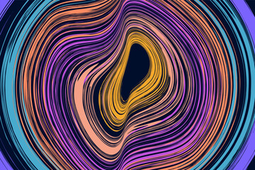 3d Psychedelic Liquid Pattern in Retro Style Art 60s, 70s of Hippy Illusion. Abstract Twisting Optical Stripe for Social Media Posts, Mobile Apps, Cards, Invitations, Banners. Vector illustration