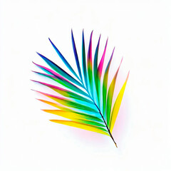 colorful coconut palm leaves, photography, 3D, art, white background