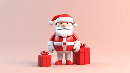 Santa  Claus with cute hat holding gift boxes. Generated ai