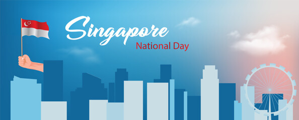 SINGAPORE NATIONAL DAY VECTOR BANNER 