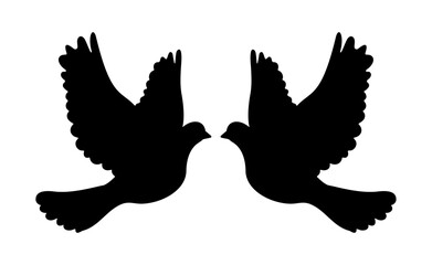 Dove Silhouette Two pigeons in flight Illustration