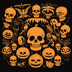 seamless pattern with skulls