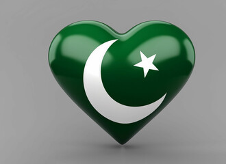 The flag of Pakistan is in the shape of a heart.