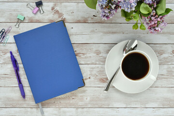 Blue blank book cover for a mock up 