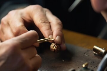 Goldsmith working with gold precious metals, handmade industry generative ai
