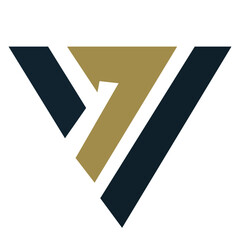 Letter V logo design in a moden geometric style with cut out slash and lines. Vector