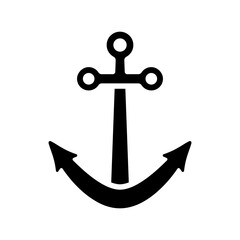 Ship anchor icon. Black silhouette. Front view. Vector simple flat graphic illustration. Isolated object on a white background. Isolate.