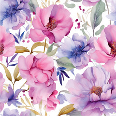 Obraz na płótnie Canvas beautiful floral pattern with watercolor peonies. watercolor peonies