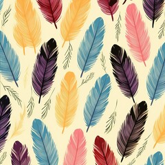 Simple feathers small size, basic pattern textured background, colorfull small pattern With Generative AI