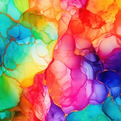 Vibrant colorful alcohol ink rainbow pattern textured background With Generative AI