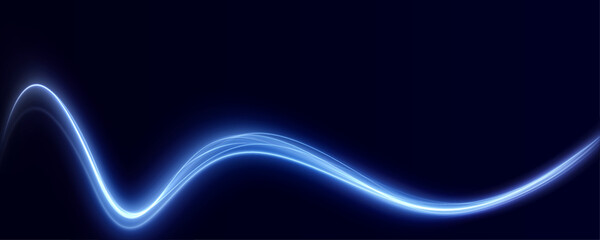 Luminous blue lines png of speed. Light glowing effect png. Abstract motion lines. Light trail wave, fire path trace line, car lights, optic fiber and incandescence curve twirl	
