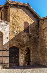 San Gimignano, Italy. Facade of an old building