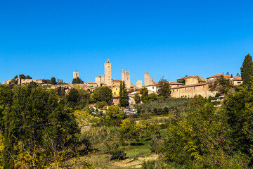 San Gimignano, Italy. Beautiful view of the medieval town with towers