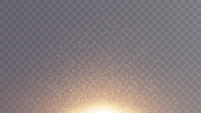 Christmas background. Powder dust light. Magic shining gold dust. Fine, shiny dust bokeh particles fall off slightly. Fantastic shimmer effect. Vector illustrator.
