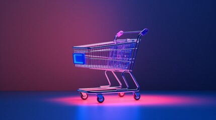 Illustration of a shopping cart on gradient background