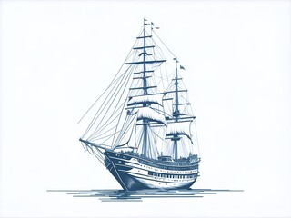 Beautiful ship drawing. AI generated illustration