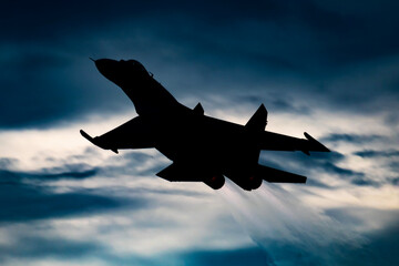 Military fighter jet plane at air base. Airport and airfield. Air force flight operation. Aviation...