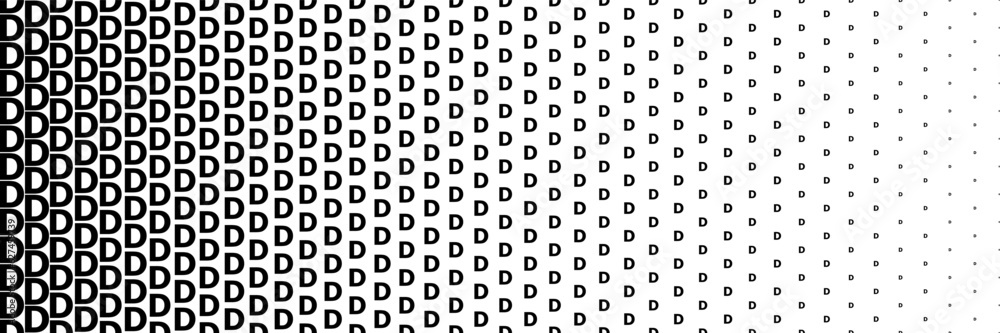 Poster horizontal black halftone of capital letter d design for pattern and background.