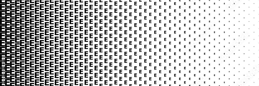 Poster horizontal black halftone of capital letter e design for pattern and background.