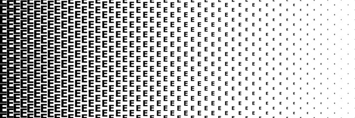 horizontal black halftone of capital letter E design for pattern and background.