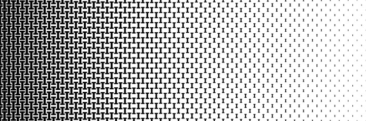horizontal black halftone of capital letter I design for pattern and background.