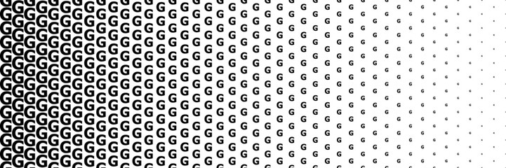horizontal black halftone of capital letter G design for pattern and background.