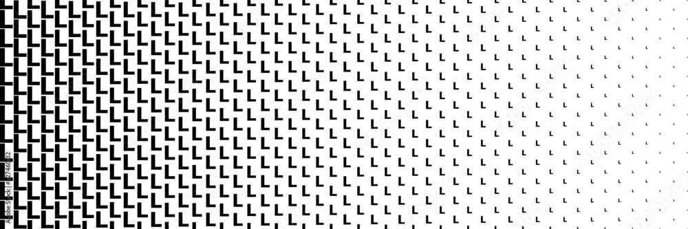 Poster horizontal black halftone of capital letter l design for pattern and background.