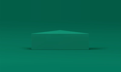 3d green triangle podium modern platform for product commercial presentation realistic vector