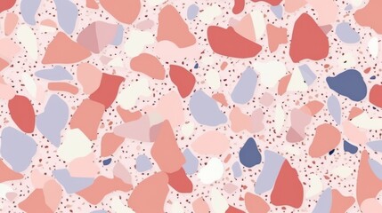 Fototapeta na wymiar Terrazzo seamless pattern in natural pastel colors with abstract mosaic stone shapes