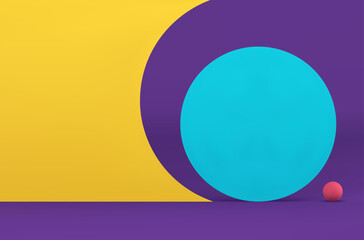 3d showroom promo studio bright interior abstract geometric circle shape realistic vector