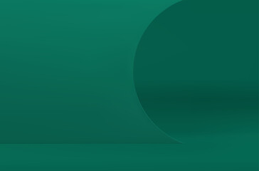 Green 3d studio background abstract curved wall for commercial product presentation vector