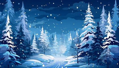 Winter is coming, Snowy nigh ,Ai generated art illustration.