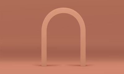 Beige 3d curved arch modern geometric shape showcase for product presentation vector illustration