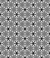 Black and white seamless abstract pattern. Background and backdrop. Grayscale ornamental design. Mosaic ornaments. Vector graphic illustration. EPS10.