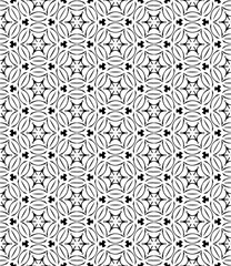 Black and white seamless abstract pattern. Background and backdrop. Grayscale ornamental design. Mosaic ornaments. Vector graphic illustration. EPS10.