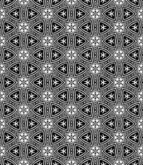 Black and white seamless abstract pattern. Background and backdrop. Grayscale ornamental design. Mosaic ornaments. Vector graphic illustration. EPS10.