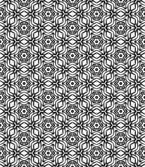 Black and white seamless abstract pattern. Background and backdrop. Grayscale ornamental design. Mosaic ornaments. Vector graphic illustration. EPS10.