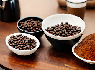 Fototapeta premium Realistic coffee beans neutral color palette warm