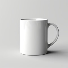 Obraz premium Simple white coffee mug mockup with white backdrop, generative AI